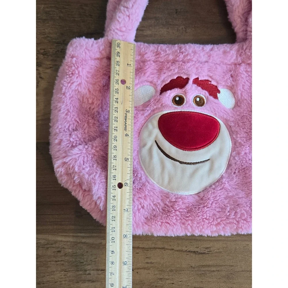 Disney Pixar Toy Story Lotso Bear Pink Plush Faux Fur Tote Bag Handbag